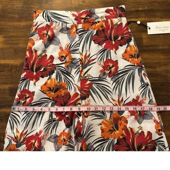 Haver + Blair Women’s XS Pants Wide Leg Crop Pull On Linen High Rise Tropical - Picture 9 of 12